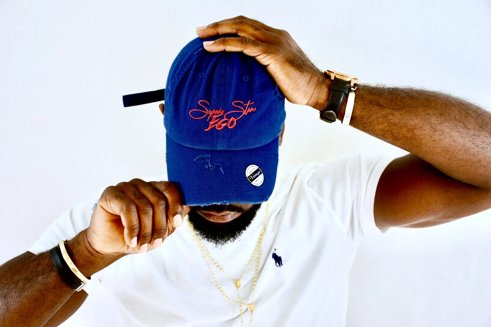 Navy Blue and Red Ego Hat