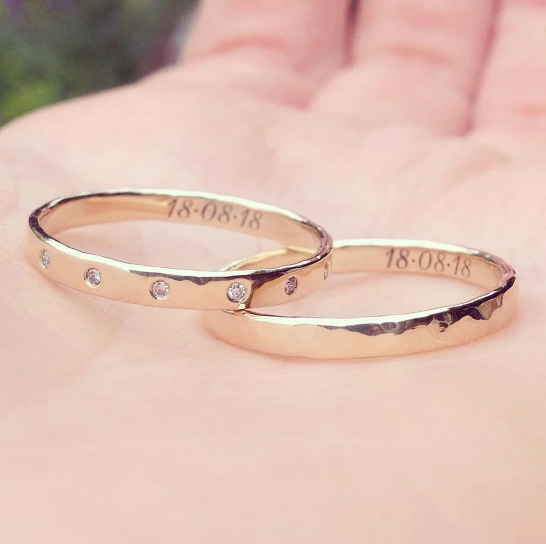 Bespoke Engagement Ring and Wedding Band Set in Recycled Gold with Canada Mark Diamonds