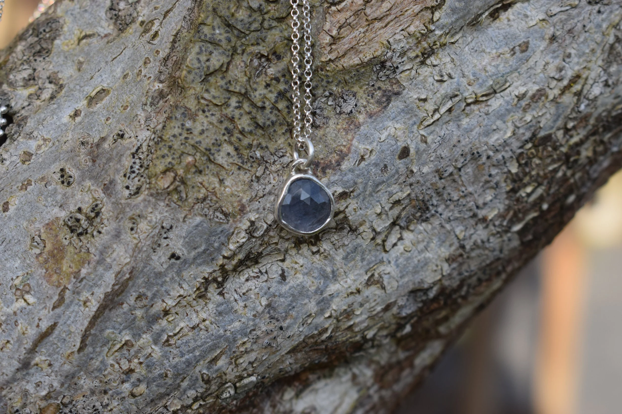Recycled Silver Pendant with Blue Rose-Cut Tourmaline - £95
