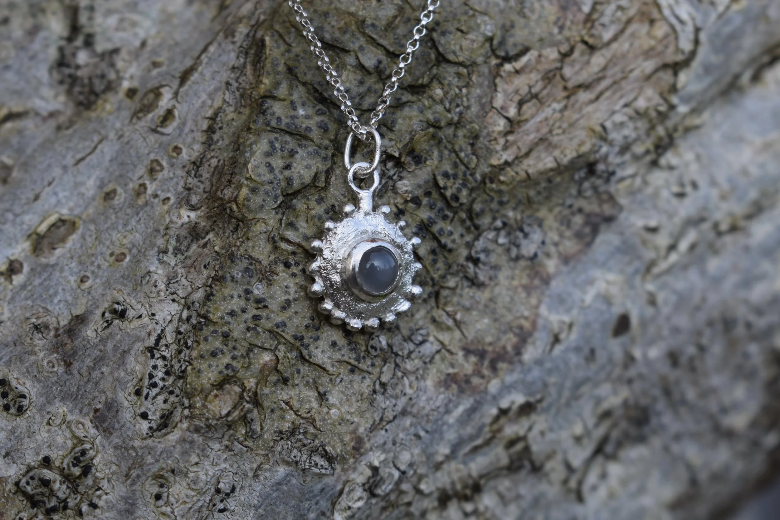 Recycled Silver Pendant with Grey Moonstone - £85