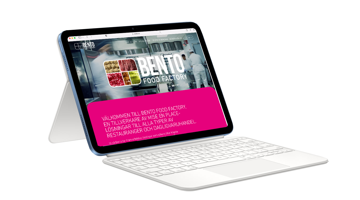 BENTTO FOOD FACRORY: En webbplats som visar råvarorna, arbetet i fabriken och människorna bakom maten. En del av arbetet med att tydliggöra Bentos erbjudande till restauranger och matproducenter.