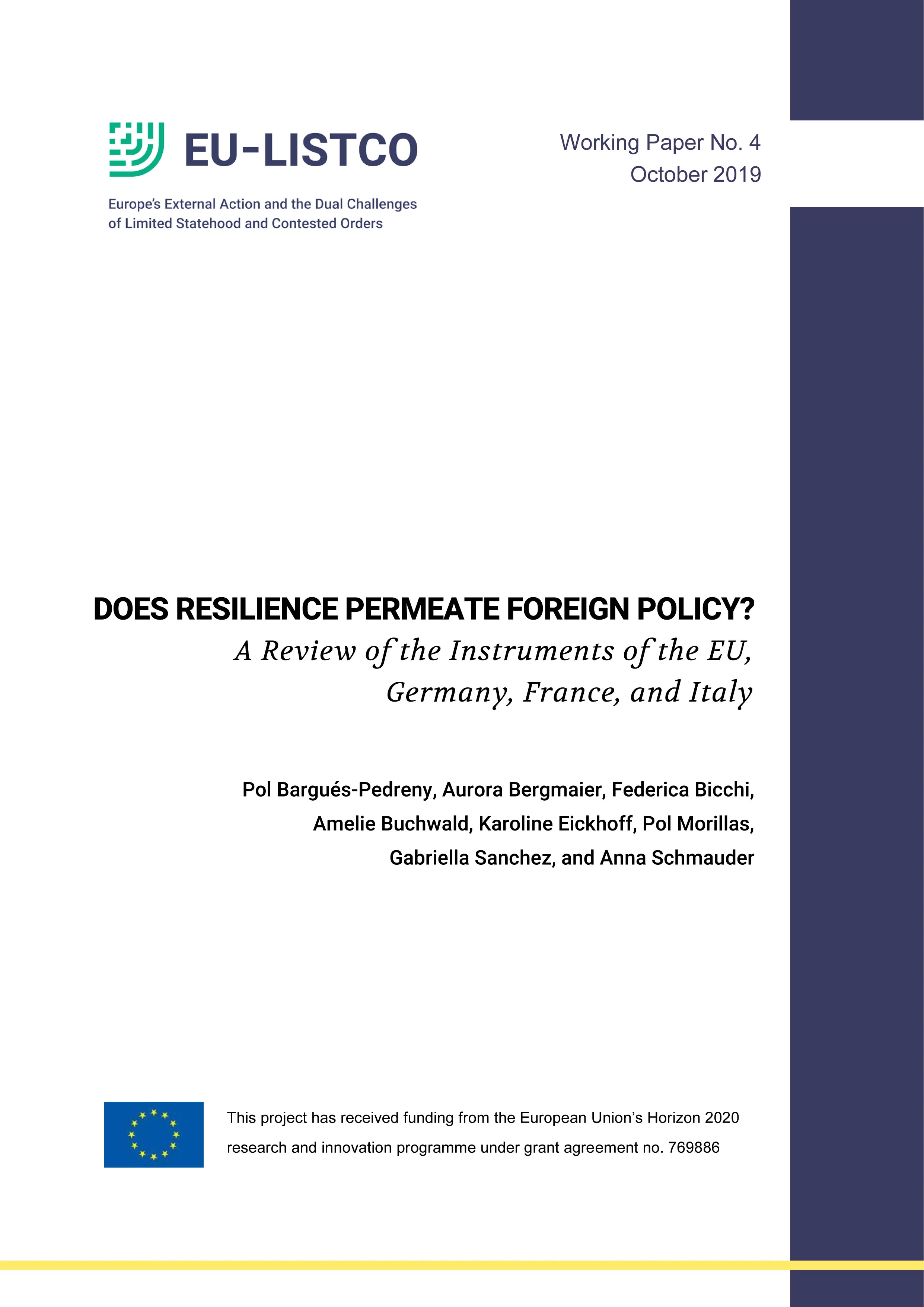 DOES RESILIENCE PERMEATE FOREIGN POLICY? A Review of the Instruments of the EU, Germany, France, and Italy