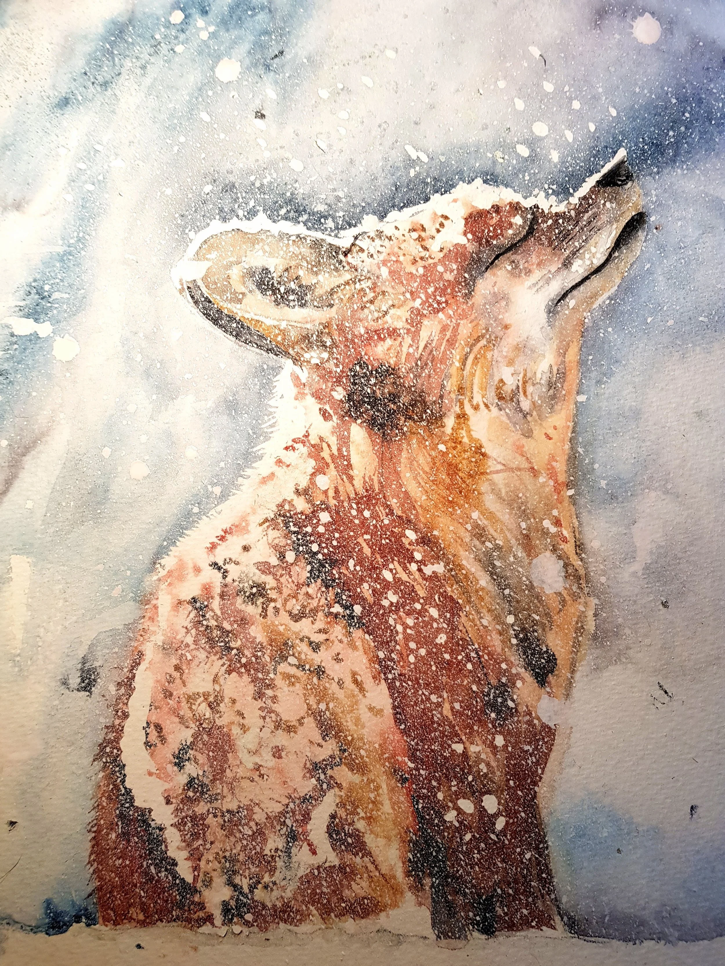 Fox Cub, First Snow - SOLD