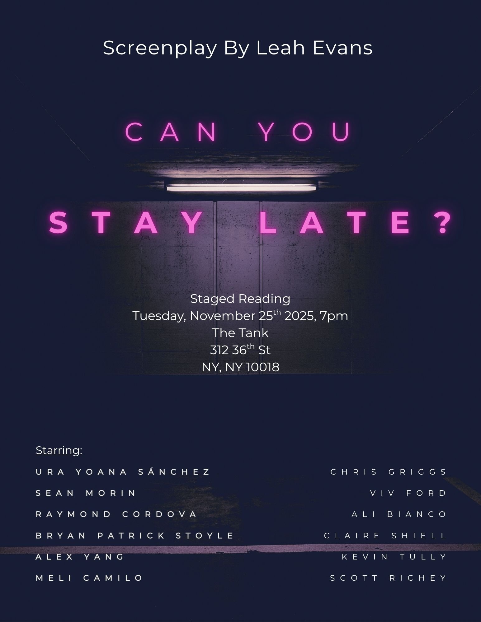 Premiere Reading of CAN YOU STAY LATE?