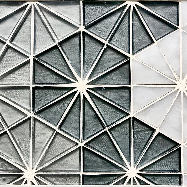 How stunning is this tile? I think it will shine in our client&rsquo;s walk-in master shower walls, don&rsquo;t you? Hope they like,... no, LOVE! #masterbathroom #glasstile #showerdesign #interiors #mcbridedesign