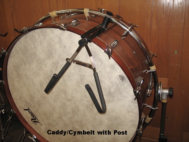 Frank Epstein Percussion Cymbelt Post shown on drum