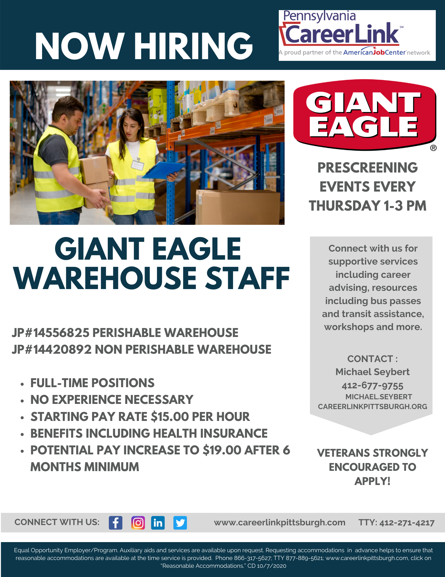 Giant Eagle Warehouse Pre Screening Event Careerlink Pittsburgh