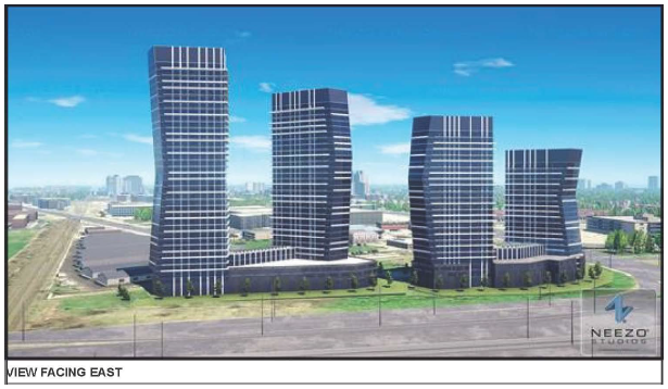 Pre-Application: 1134 &amp; 1167 Plains Rd. E - 4 residential towers b/w 20-25 storeys