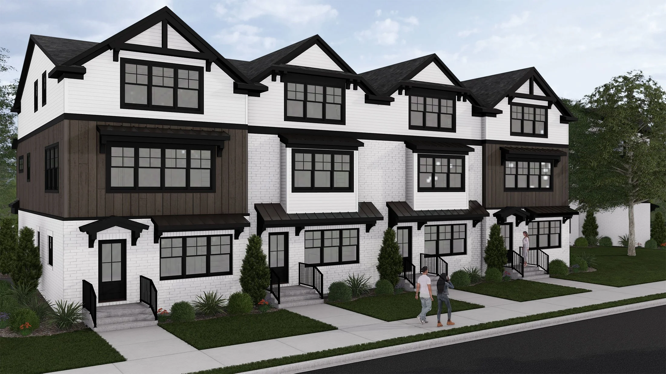 Artistic rendering showcasing the modern exterior selections of Heritage Townhomes