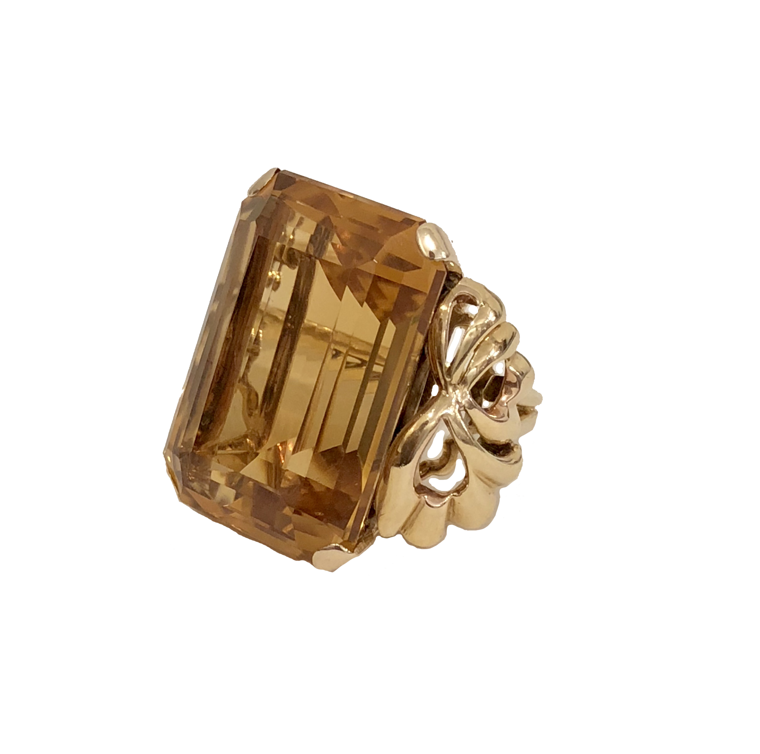 Chic Golden Citrine Retro Ring