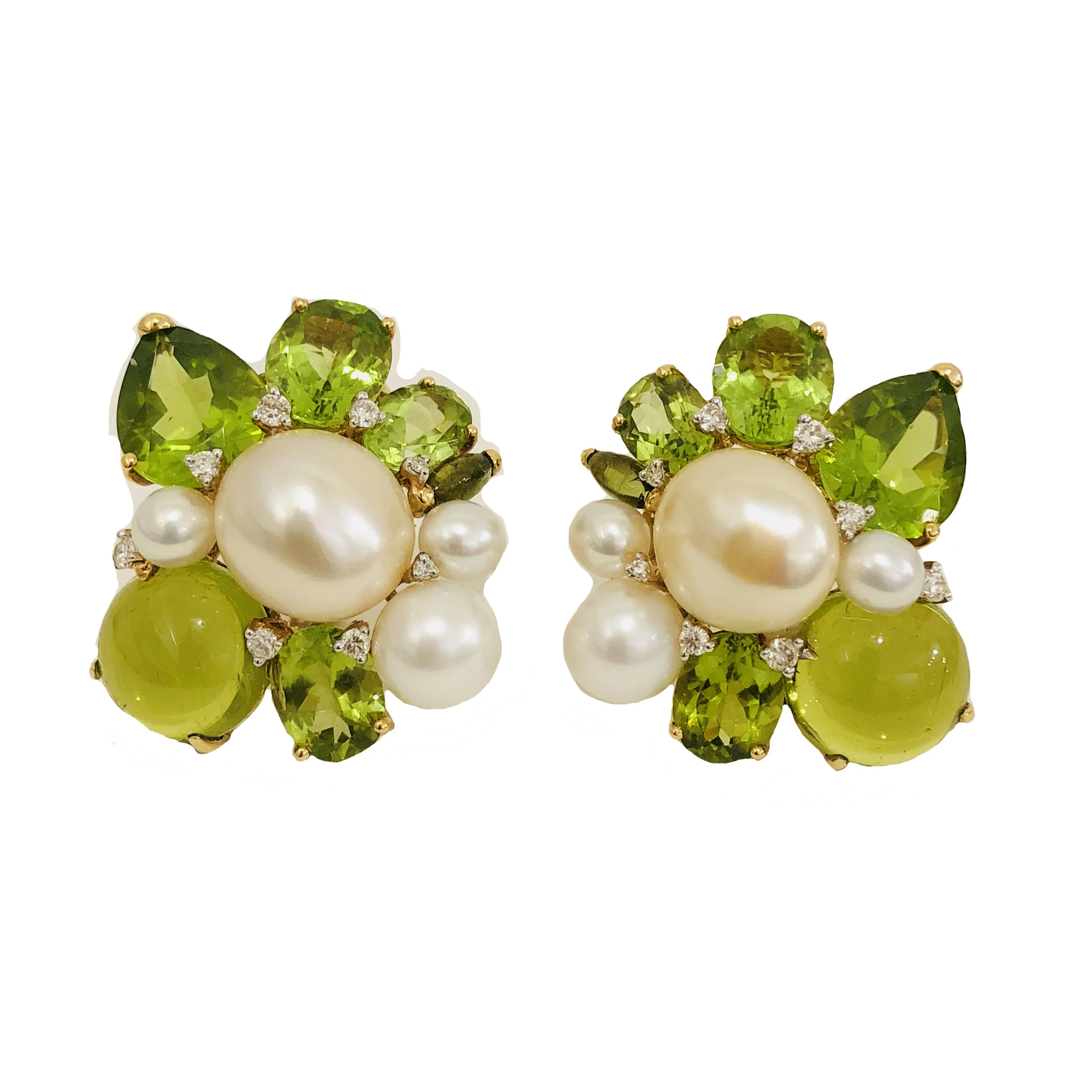 Peridot and Pear Ear Clips