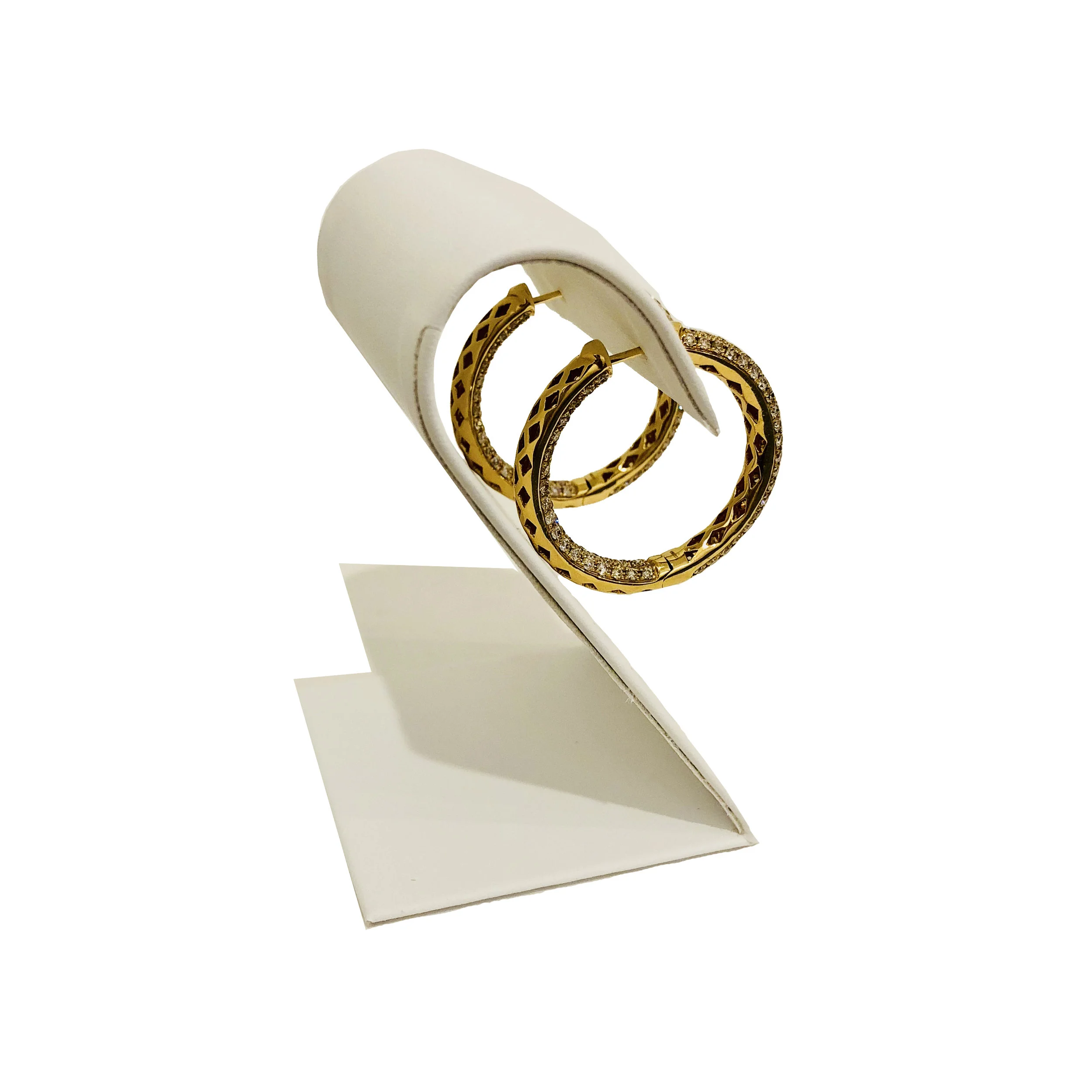 Pave Diamond and Yellow Gold Hoops