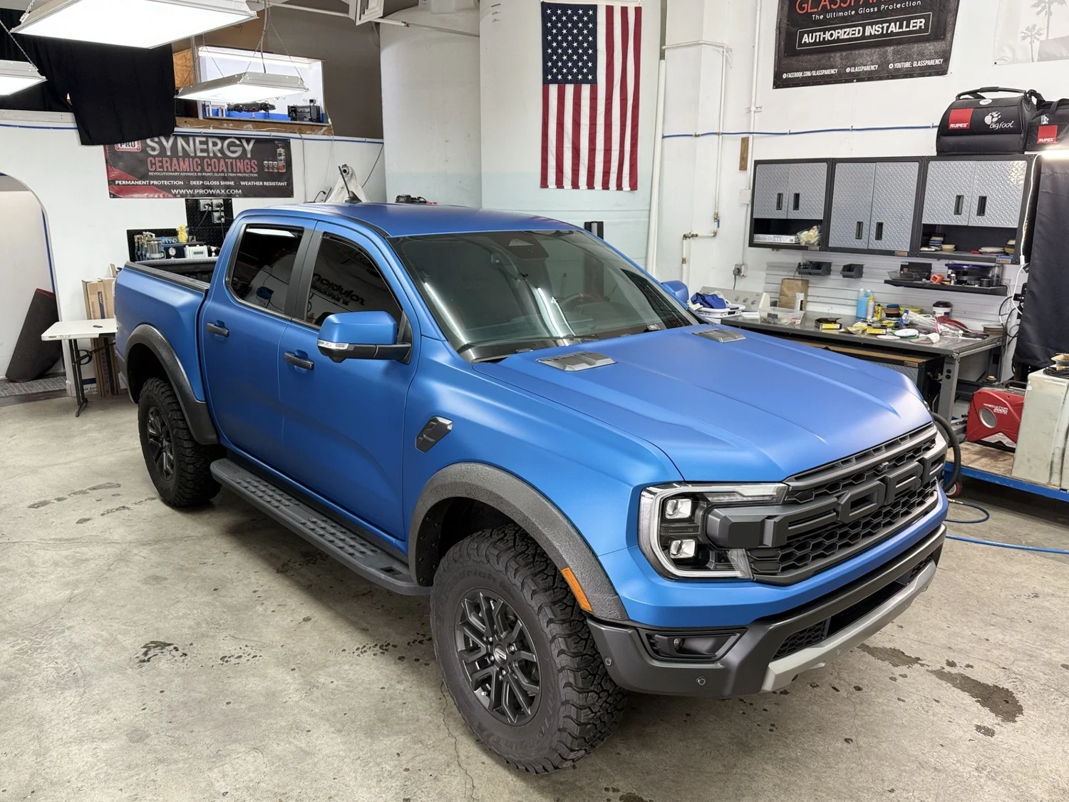 Matte paint protection film on a Ranger
