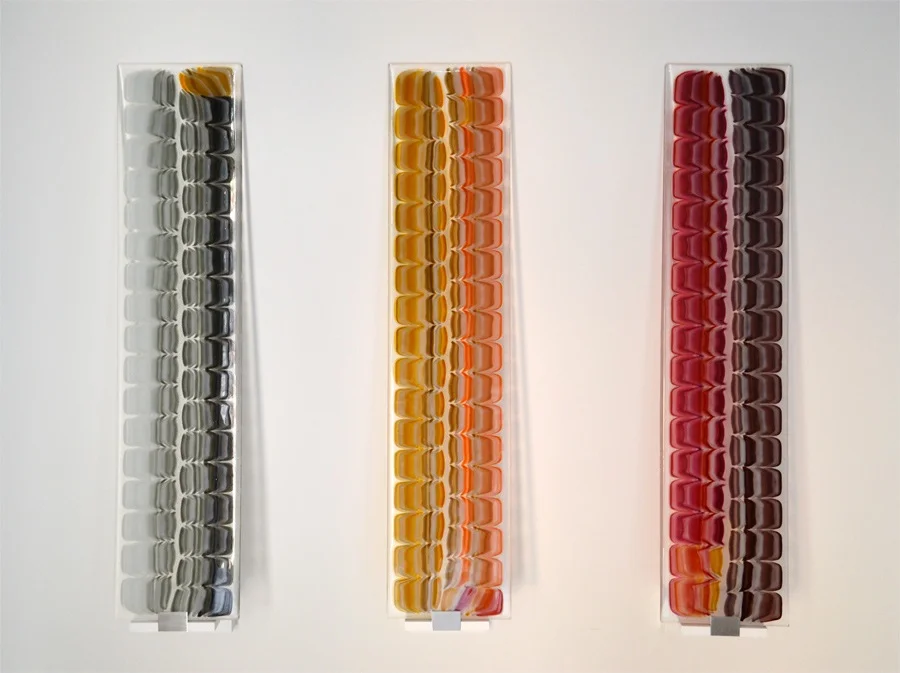 Untitled Fused Art Glass 8.0 " x 36.0 " x 0.25 " AKA Leatherback Shell Pattern