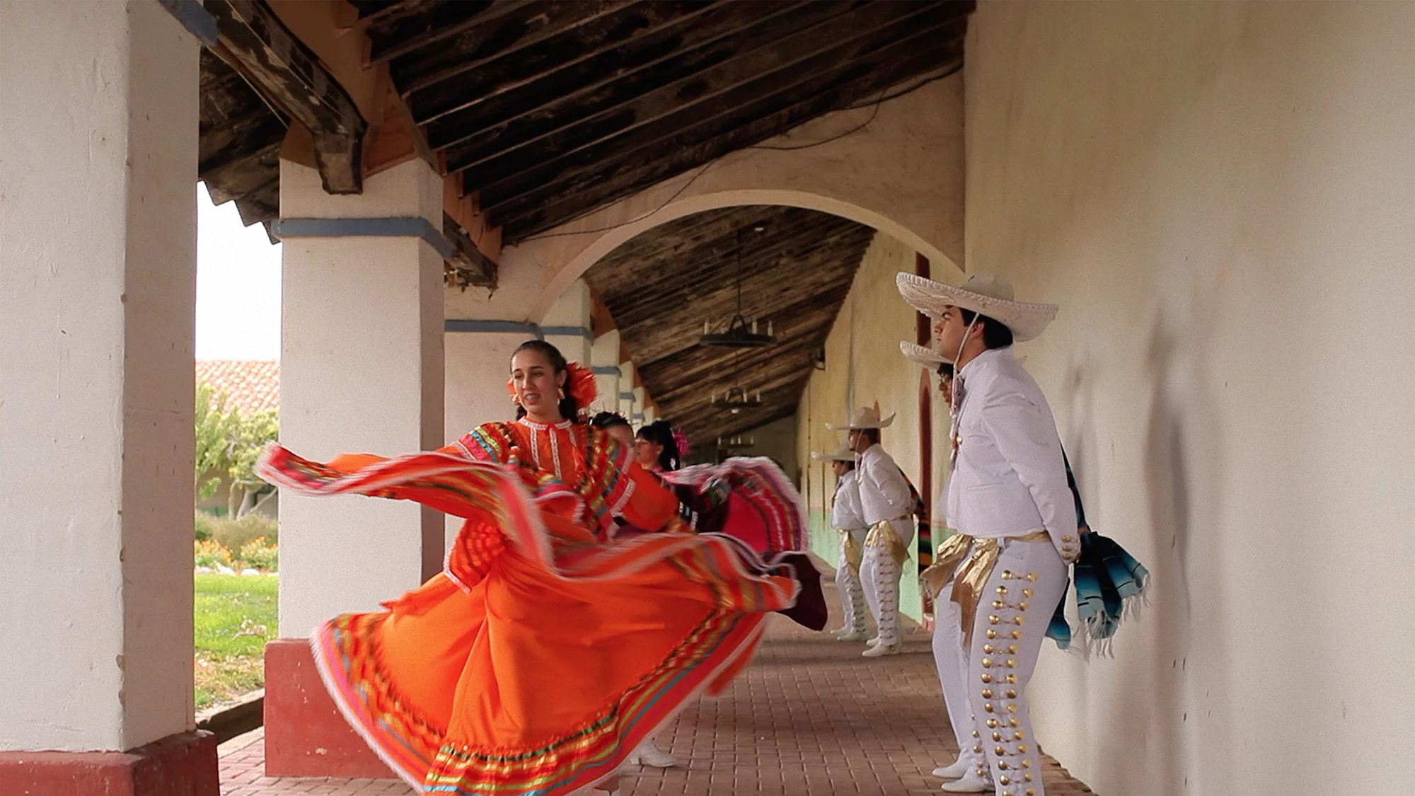 Folklorico dancers practice at the mission in the town of Anselmo. The Magic Hours - a film by Zoey Taylor and David Connelly