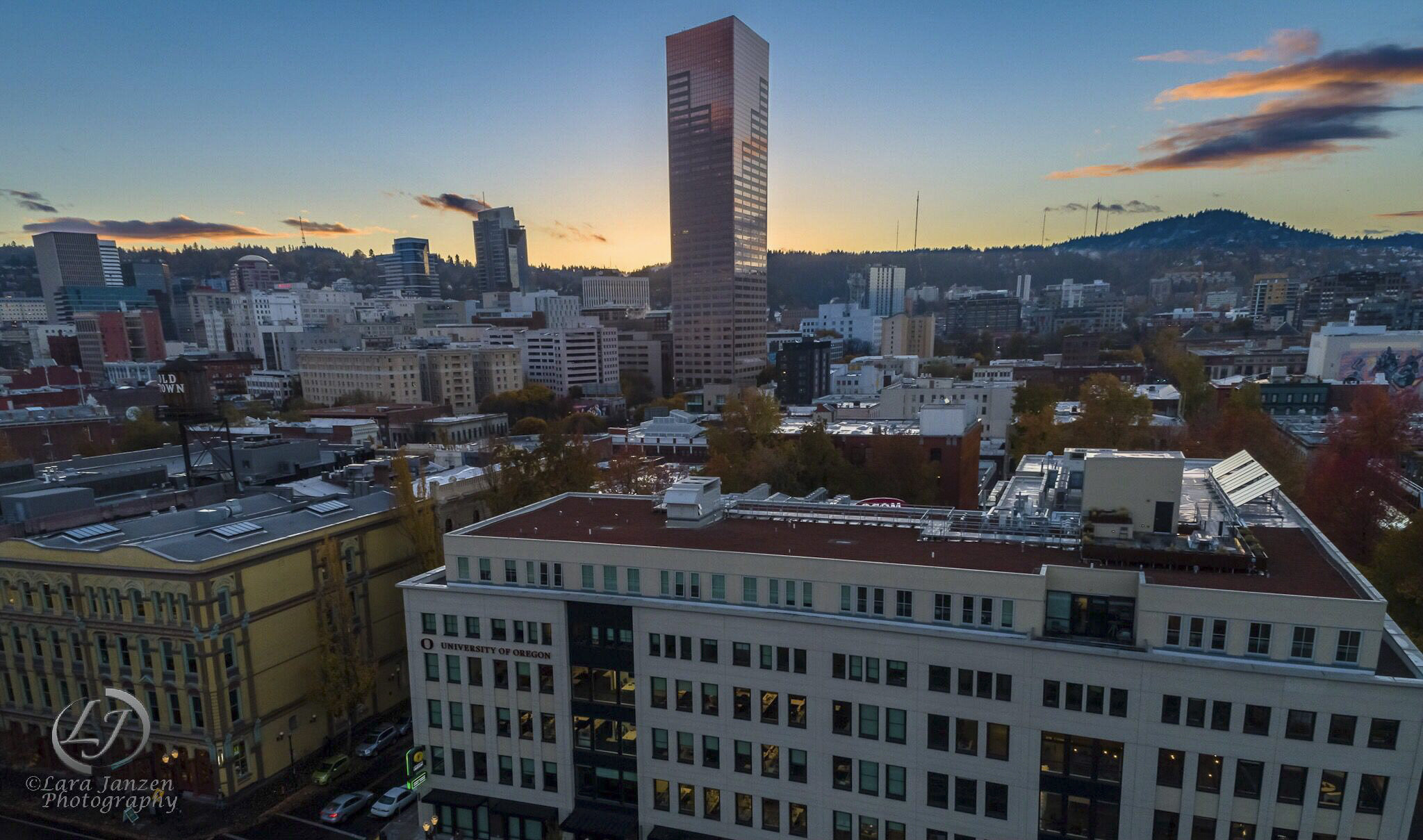 Another view of downtown Portland with a Drone