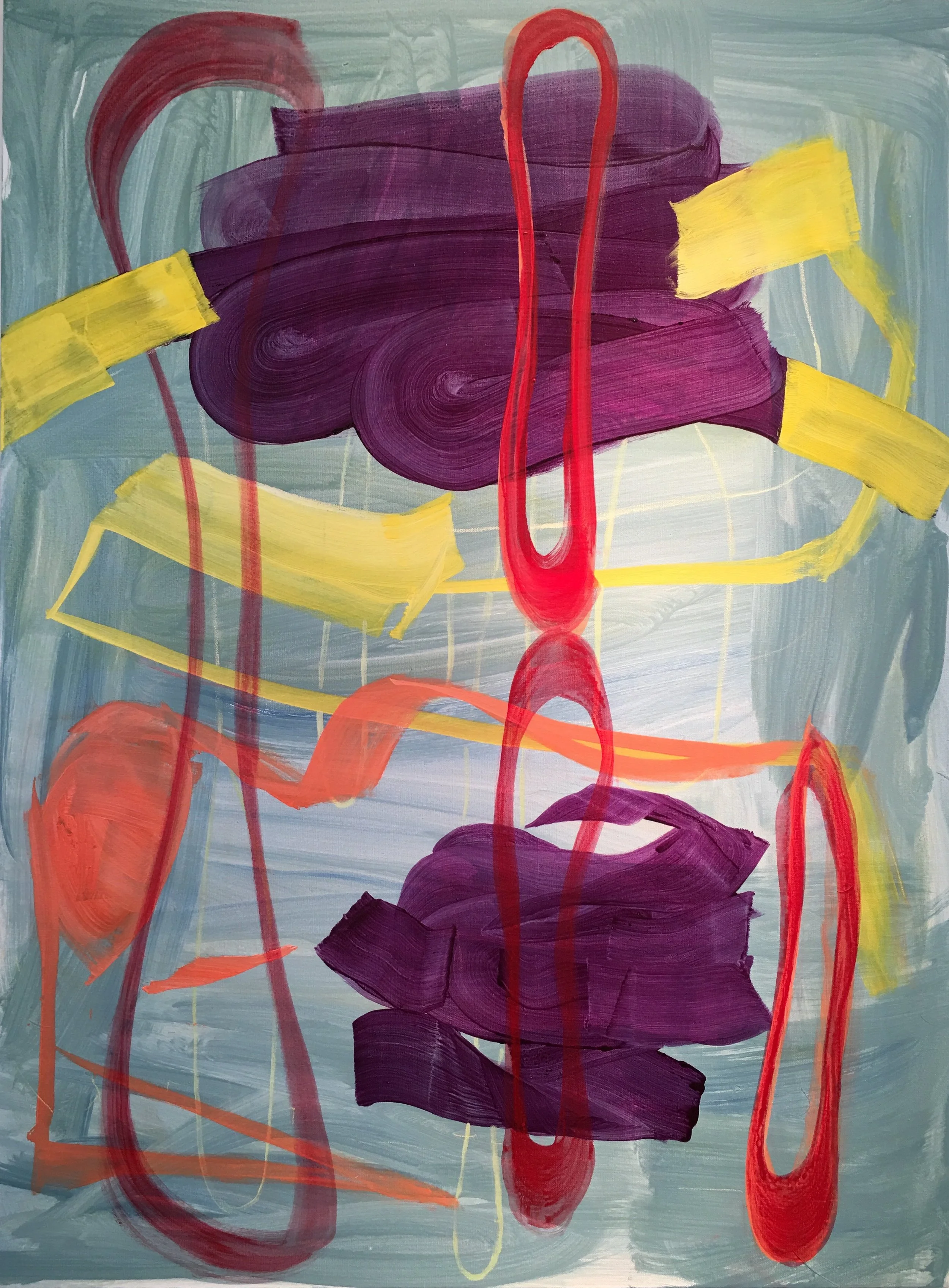 Clusters and Interruptions, Untitled, 36” x 48” Arcylic and latex on canvas, 2017