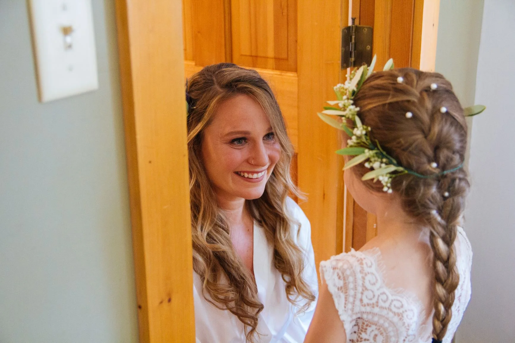 Bride and flower girl