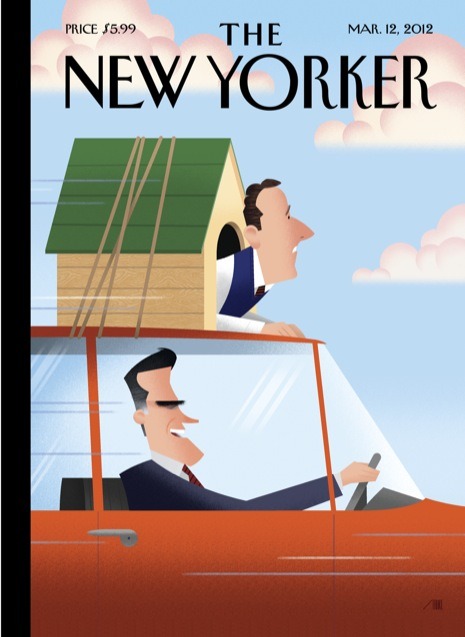 Gail Collins must love this cover.
newyorker :
In This Week’s Issue
David Remnick on Israel and democracy ; Ryan Lizza on whether the G.O.P. can save itself ; Dhalia Lithwick on the story of Lawrence v. Texas ; Anthony Lane reviews “Friends with Kids” and “Attenberg” ; and more .
For the story behind this week’s cover - “From State to State” by Bob Staake: http://nyr.kr/xZFkOf