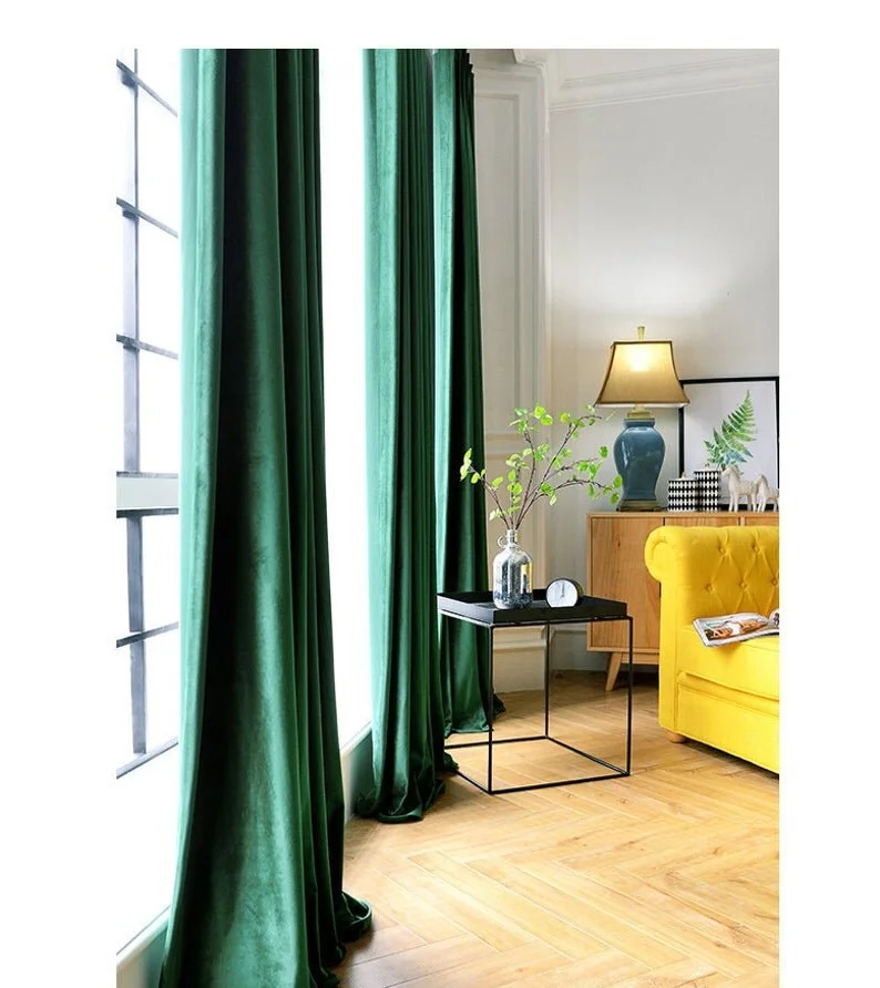 I mean come on! Are these not awesome? I mean i realize the $2 mill probably-London flat and its 30-foot ceilings do some of the heavy lifting, but STILL! Emerald green velvet can also look amazing in a human-scale scenario.