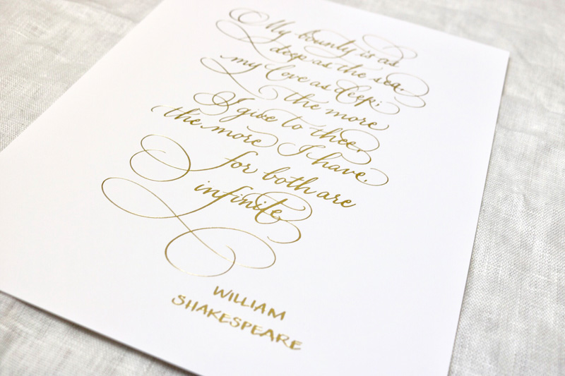 8”x10” Shakespeare Quote — Calligraphy Katrina