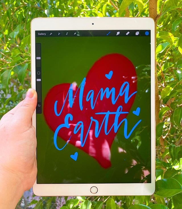 Sending a ton of love to our Mother Earth. We love and appreciate you so much! ❤️❤️ @apple @procreate @calligkatrina #motherearth #earth #earthday @calligkatrina #calligraphy #calligraphykatrina #ipadlettering #lettering #procreate