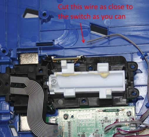 cut the wire that goes to the switch on the strummer assembly