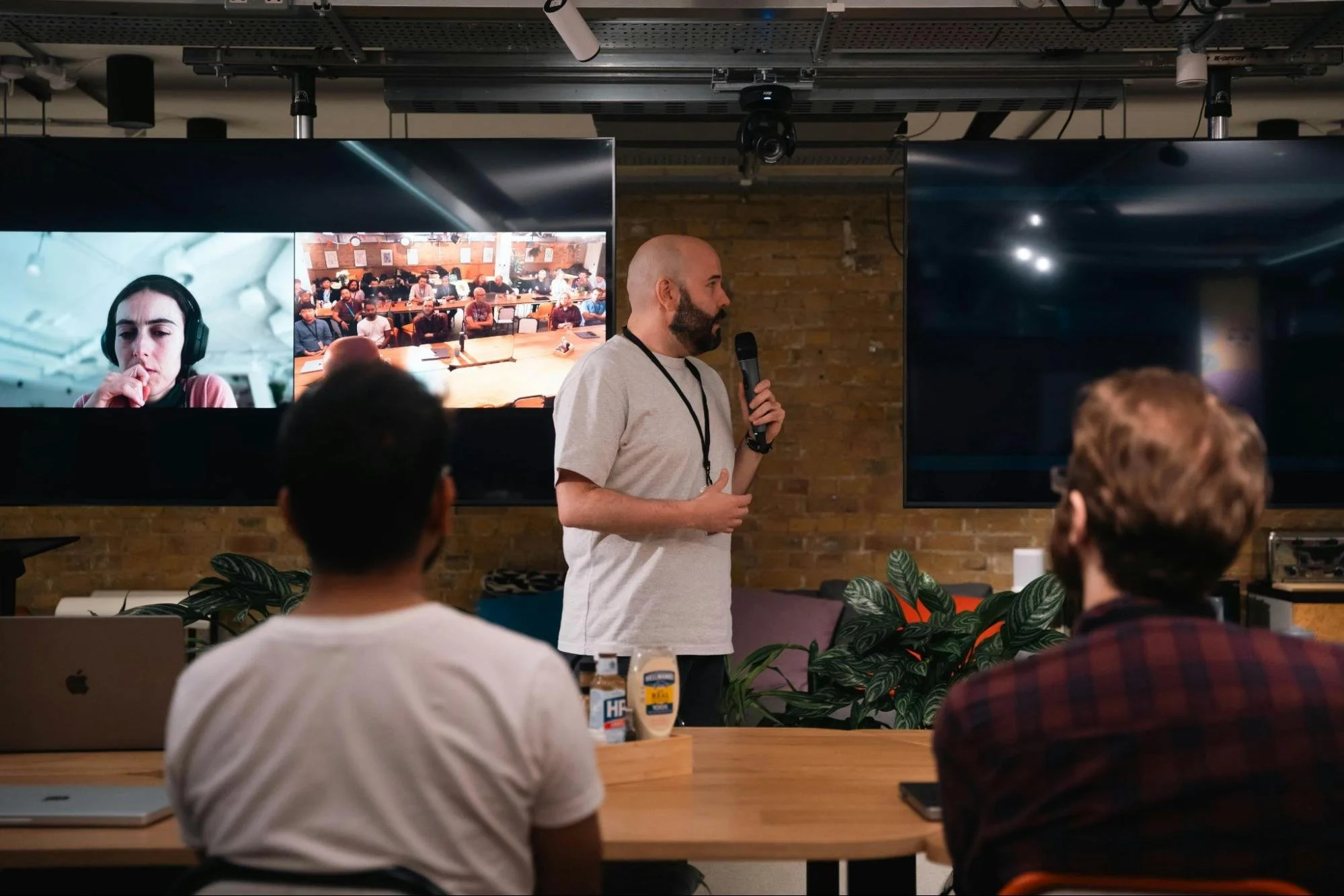 A meeting conducted online and offline