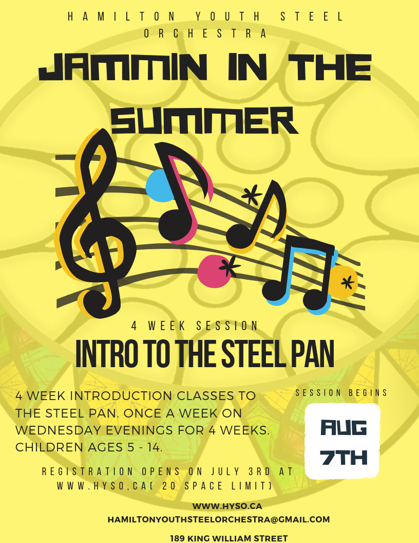 Jammin in the Summer ! Free 4 week intro to the steel pan !