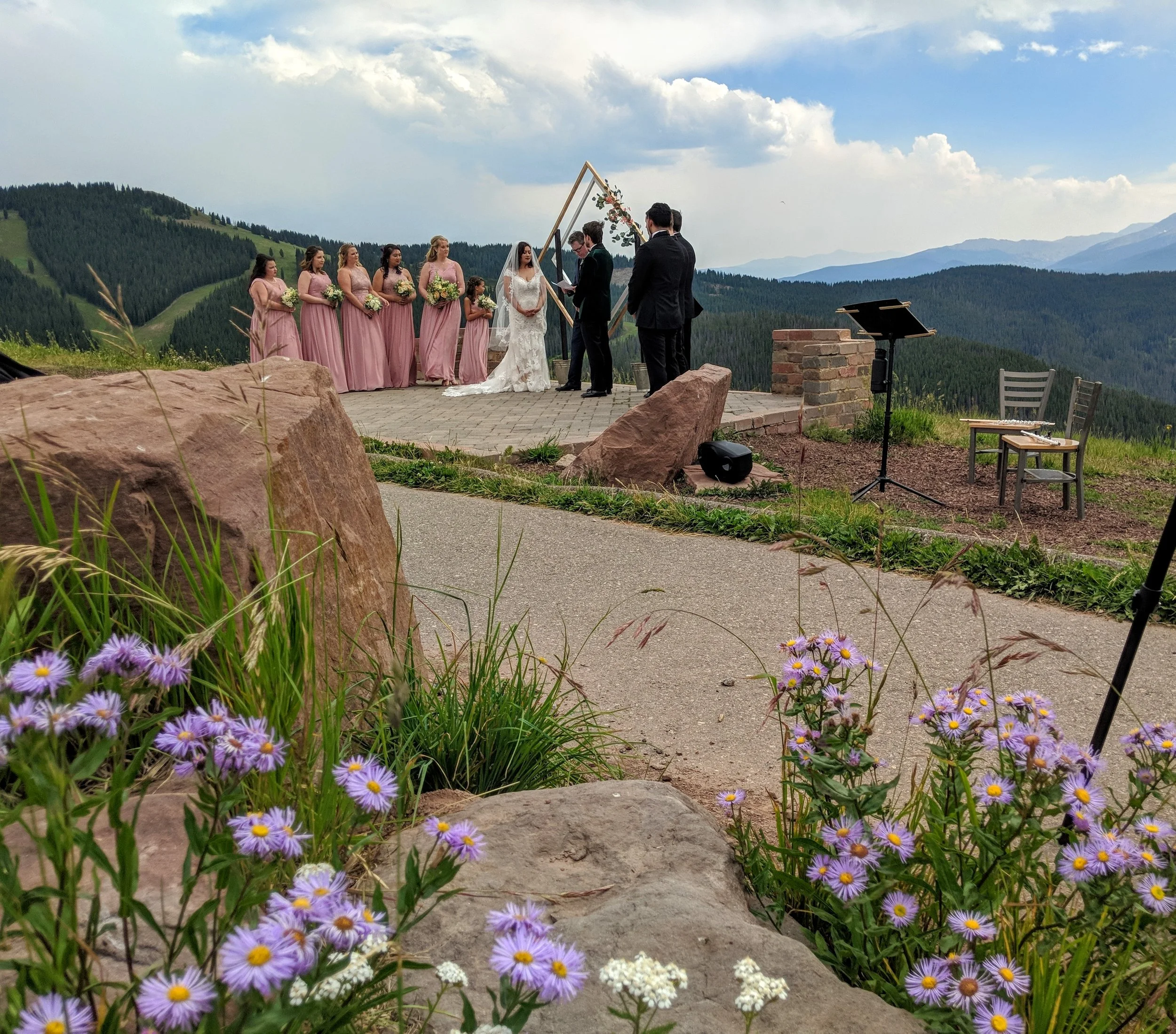 Vow Renewal Wedding Ceremony on the Vail Wedding Deck, Flute and Strings by Christen Stephens