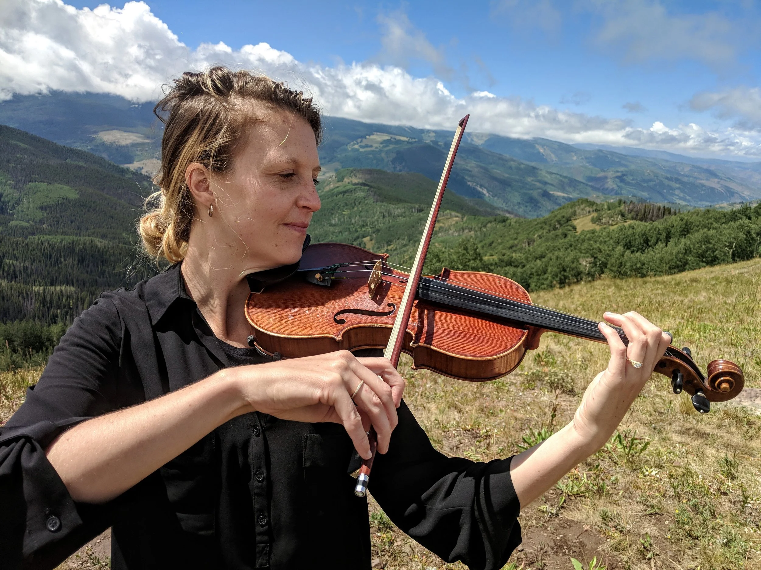 Flute and Violin Duo Wedding Music in Vail, Colorado - Vail Wedding Deck