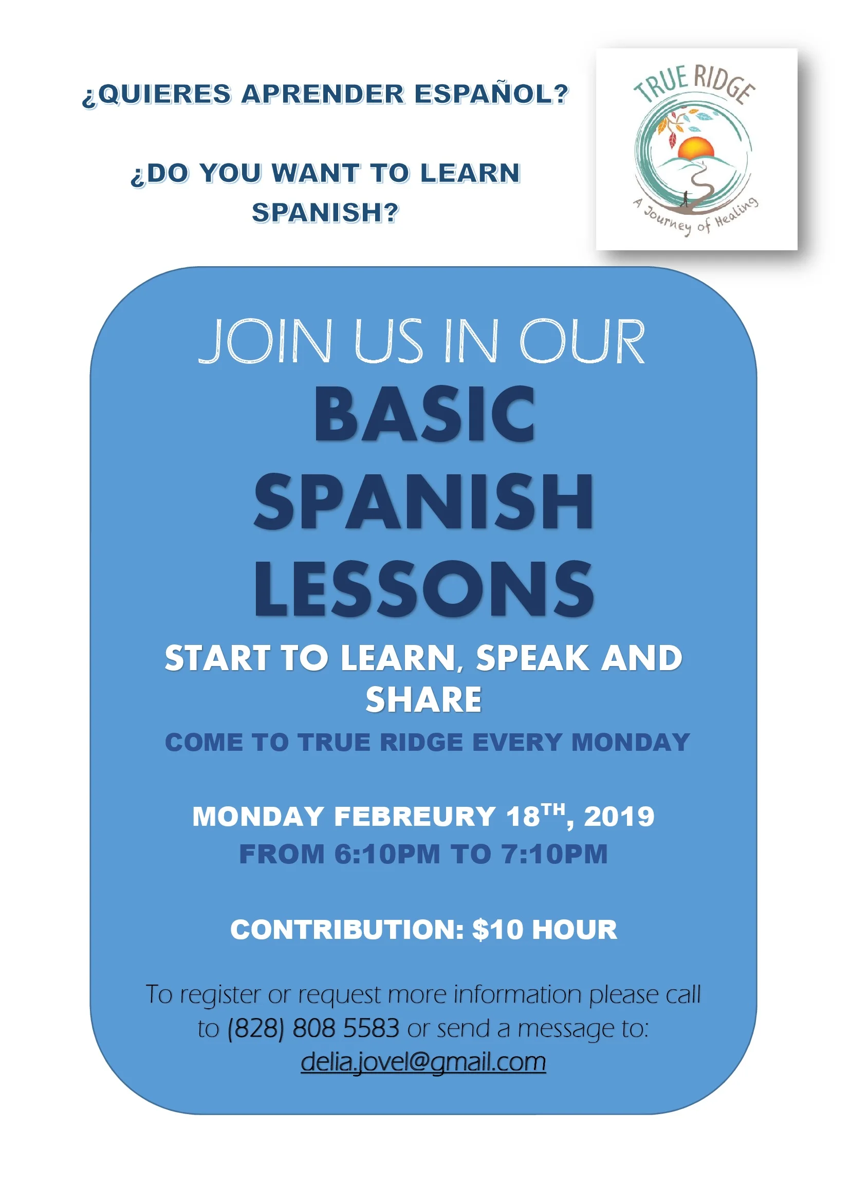 Basic Spanish Lessons at True Ridge — Calvary Episcopal Church