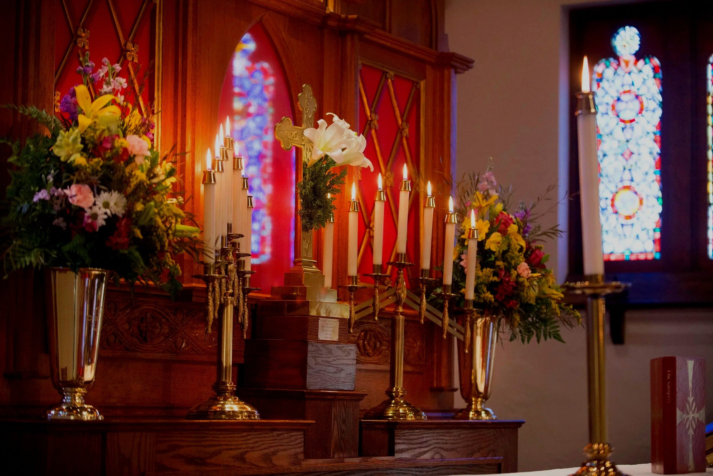Altar with Easter flowers.jpg