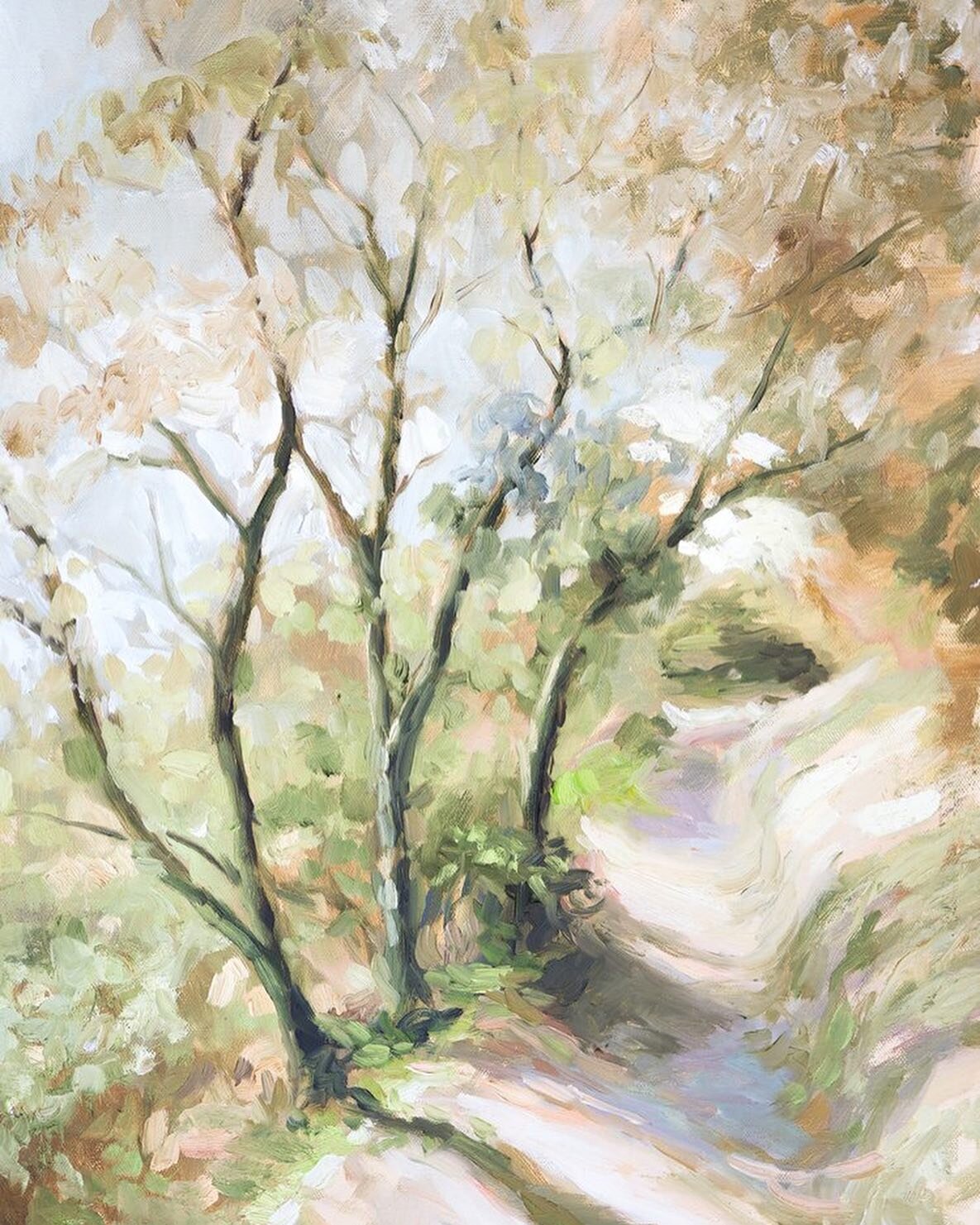 &ldquo;Hills of Reverie&rdquo; was painted from an early morning hike through the golden hills of California. The oak trees with their prickly leaves scattered the trail, and the sun highlighted the tall golden grasses with crisp white accents. The l