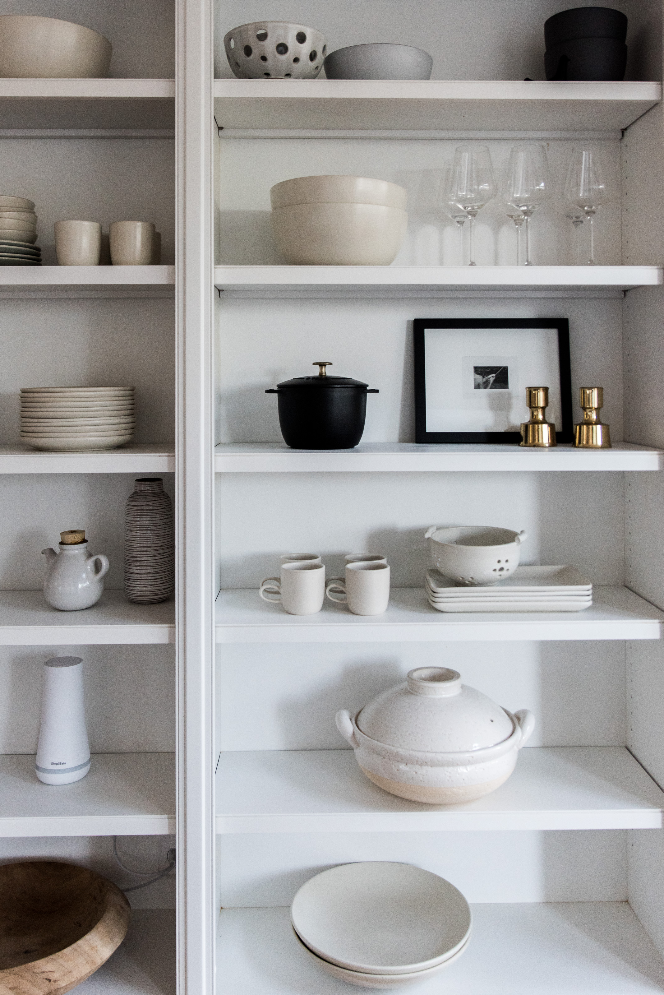  Beautiful, white, shelving styled by Tracy Simmons, and photographed by Amanda Anderson in Mill Valley, California. 