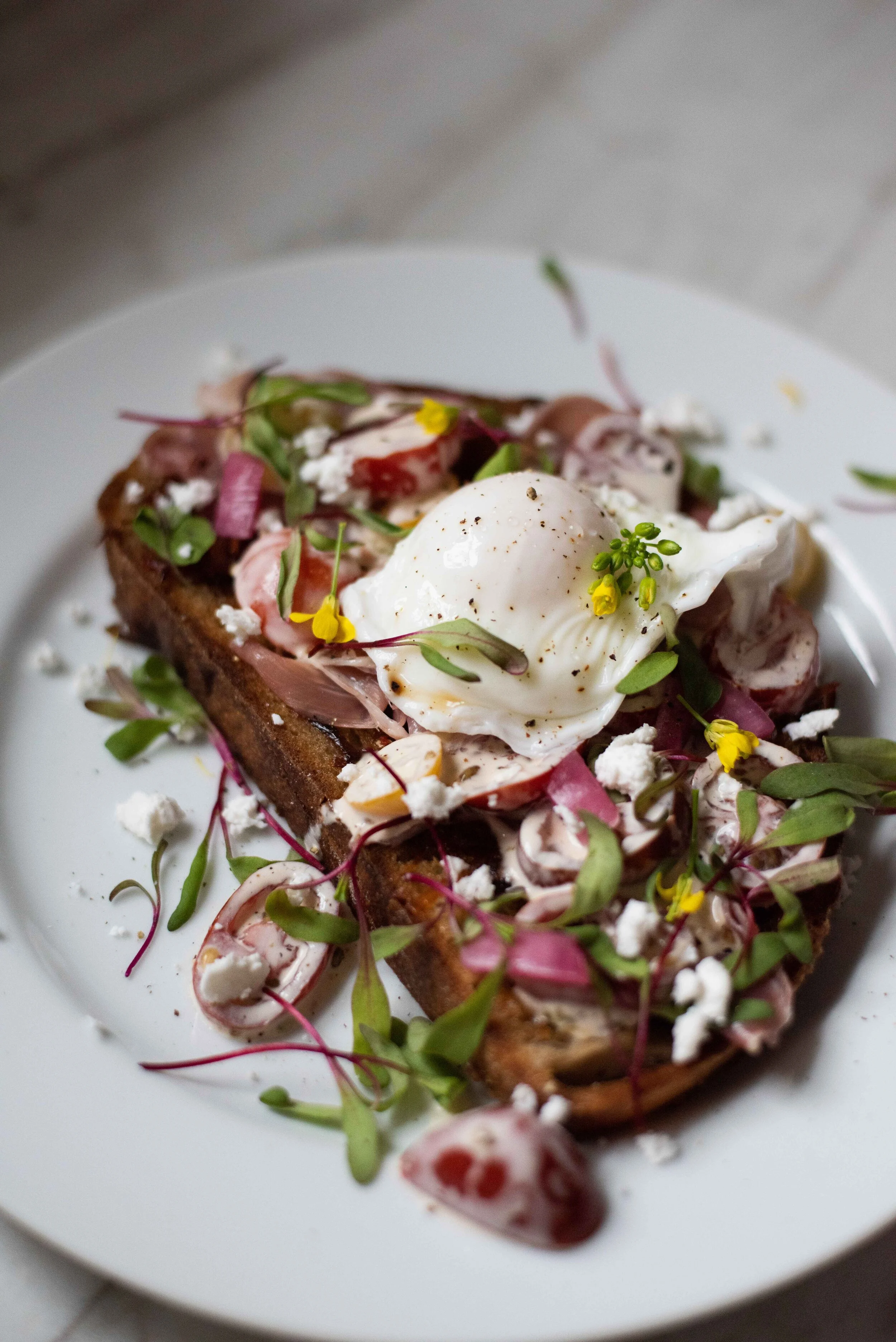  Amanda Anderson photographed chef Jessica Masanotti of The Freckled Fork and her amazing take on toast with a poached egg.  