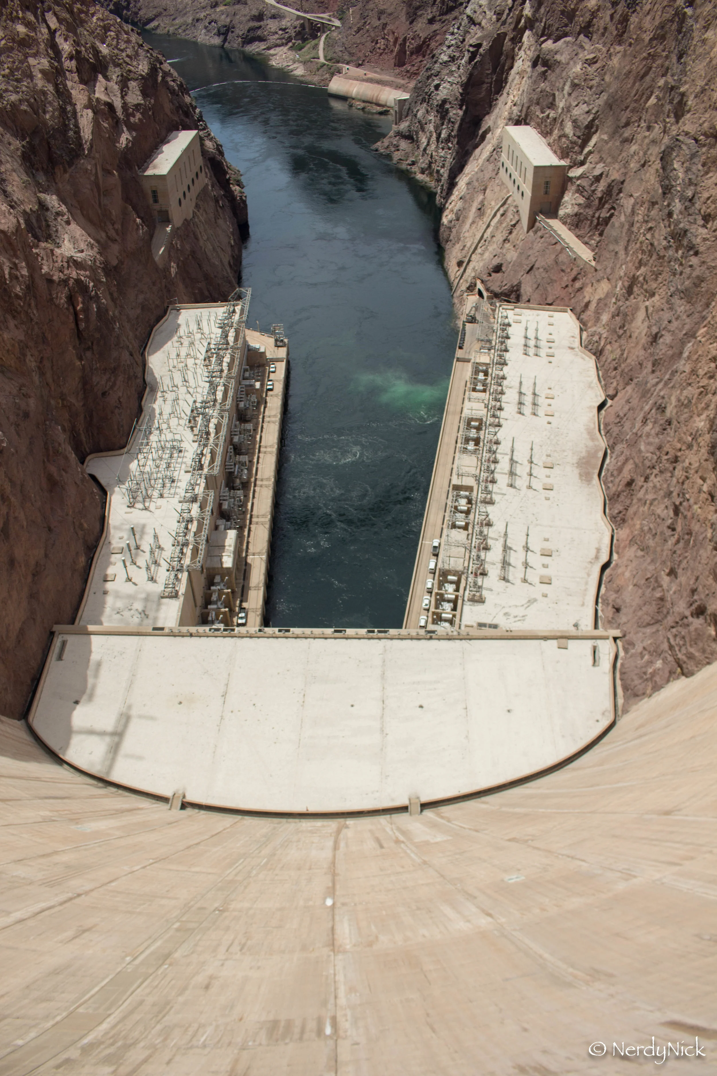 Looking down the side of the Hoover Dam