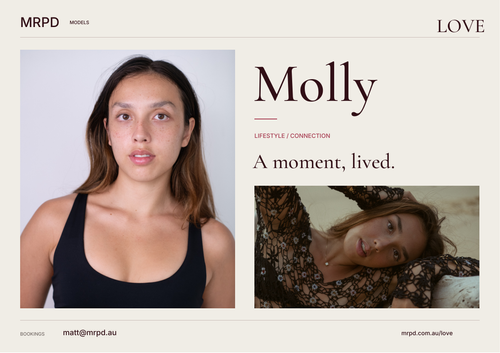 Molly MRPD Models LOVE comp card front