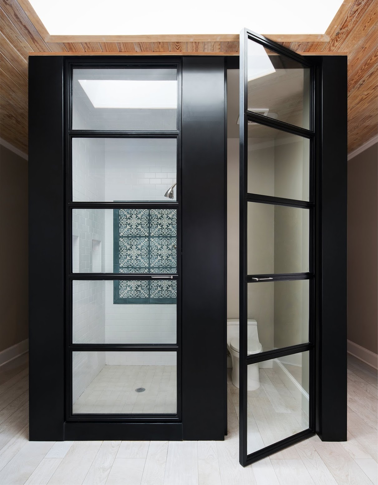 contemporary with black metal framing