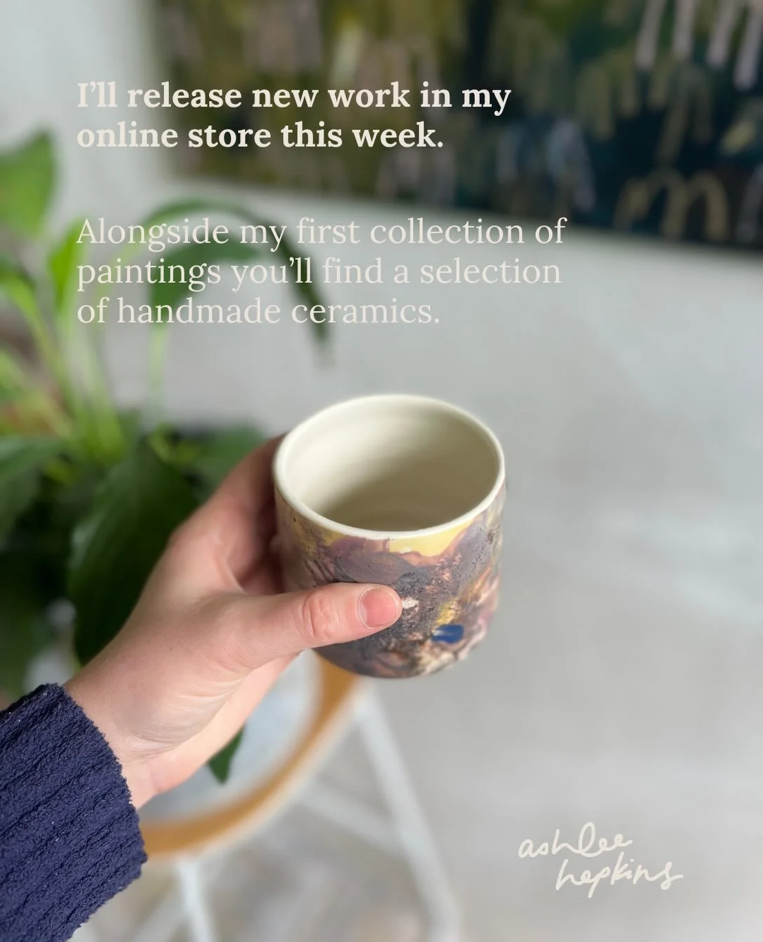 This week I&rsquo;ll release new work in my online store. Alongside my first paintings you&rsquo;ll find a selection of handmade ceramics. 

Map lines across surfaces, foraged oxides from travels and sprawling brush strokes on the work speak to this 