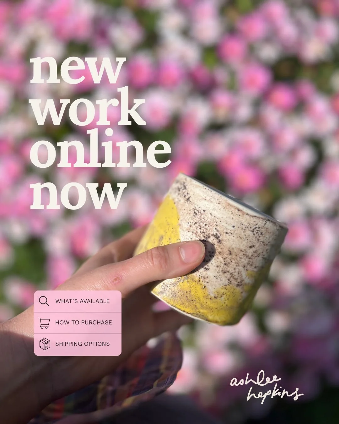 New work online now

What&rsquo;s available?
✨ Find abstract landscapes full of colour and movement. These are original artworks layered with colour and expressive marks, exploring dreams and memories. 
✨ The surface of each cup contains foraged oxid