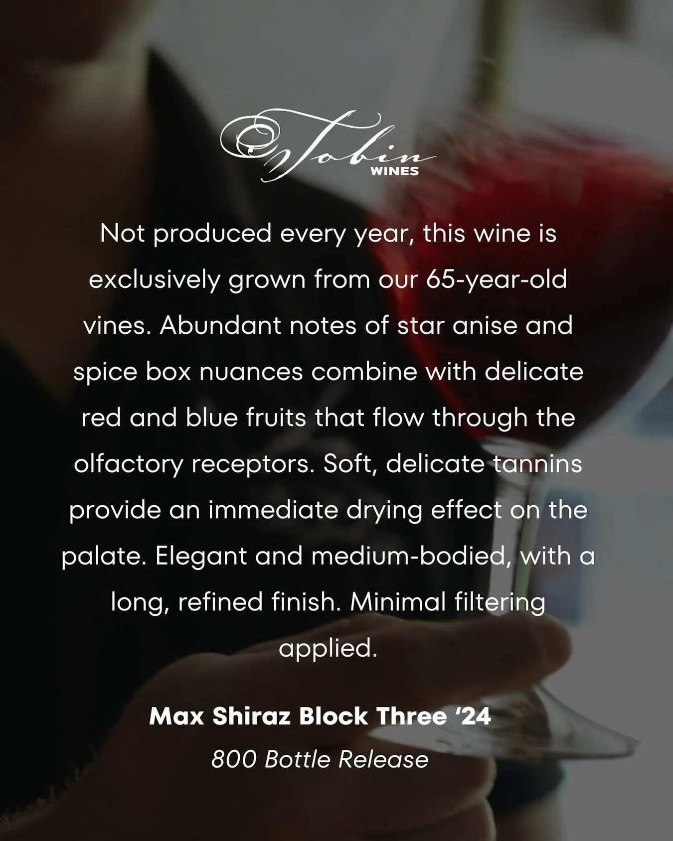 Not produced every year, and limited to just 800 bottles &mdash; this release is something truly special. 🍷

Crafted from our 65-year-old vines, it&rsquo;s a wine that speaks of time and place. Aromas of star anise, spice box, and delicate red and b