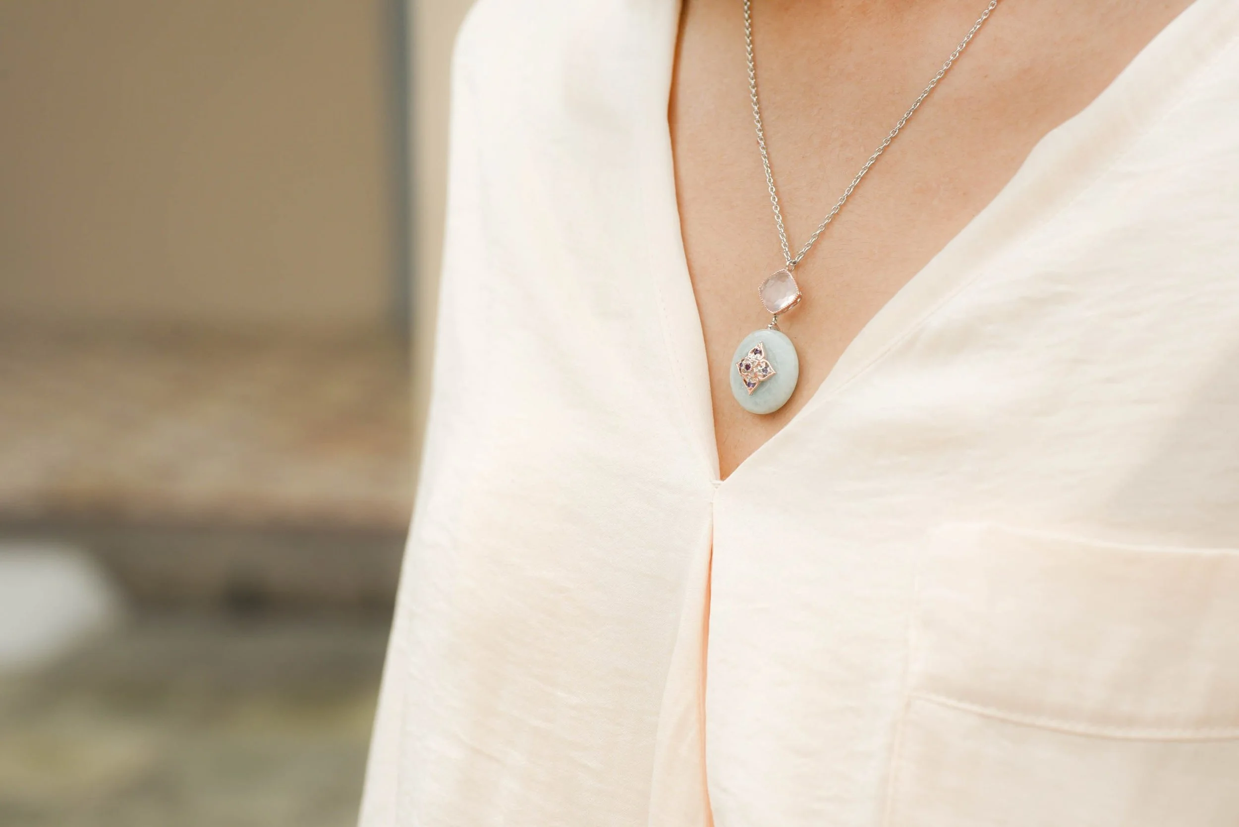 The Peranakan Flower Jade Necklace.