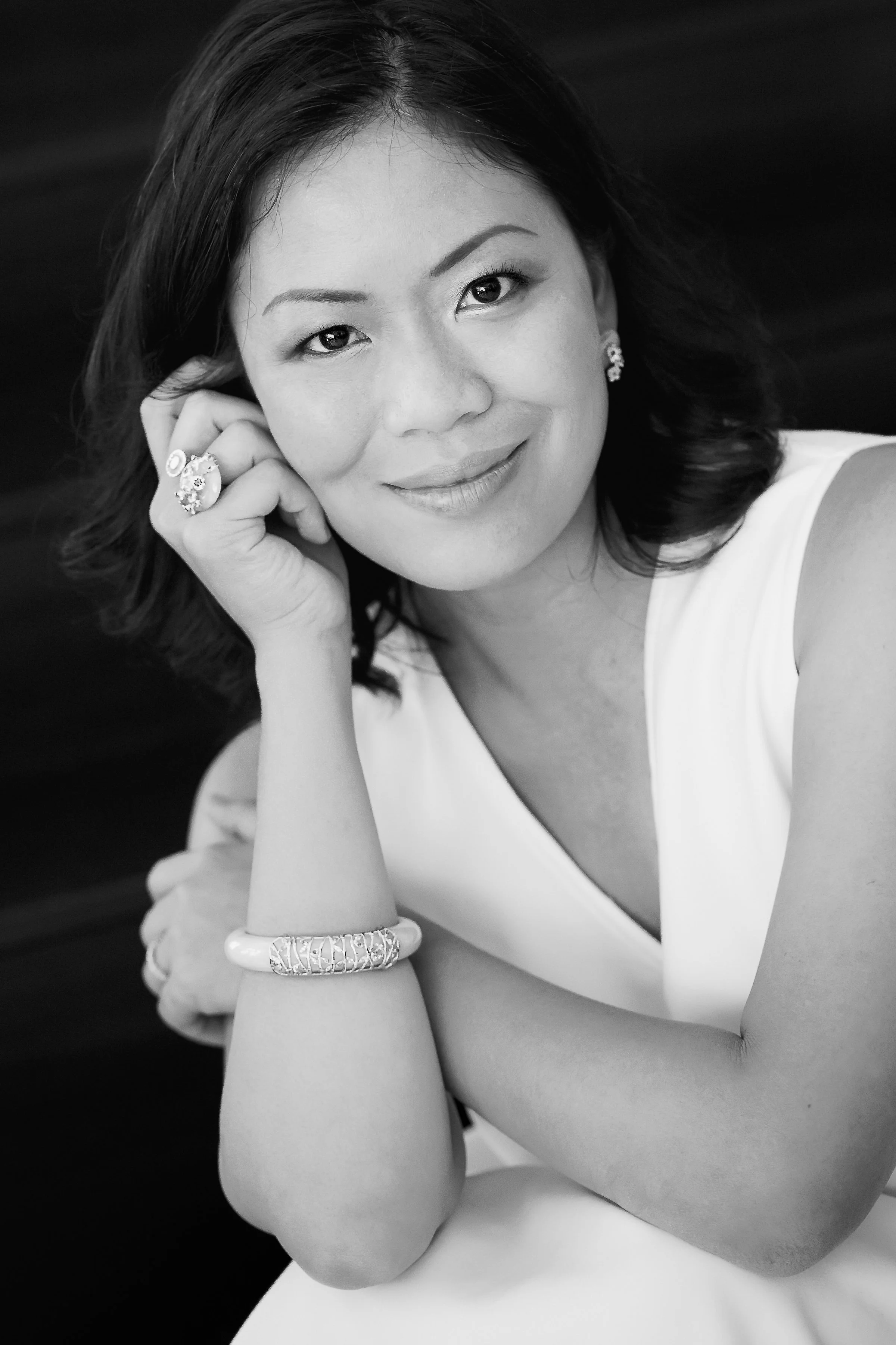 Jade Kua wearing a Choo Yilin Bamboo Forest Jade Bangle