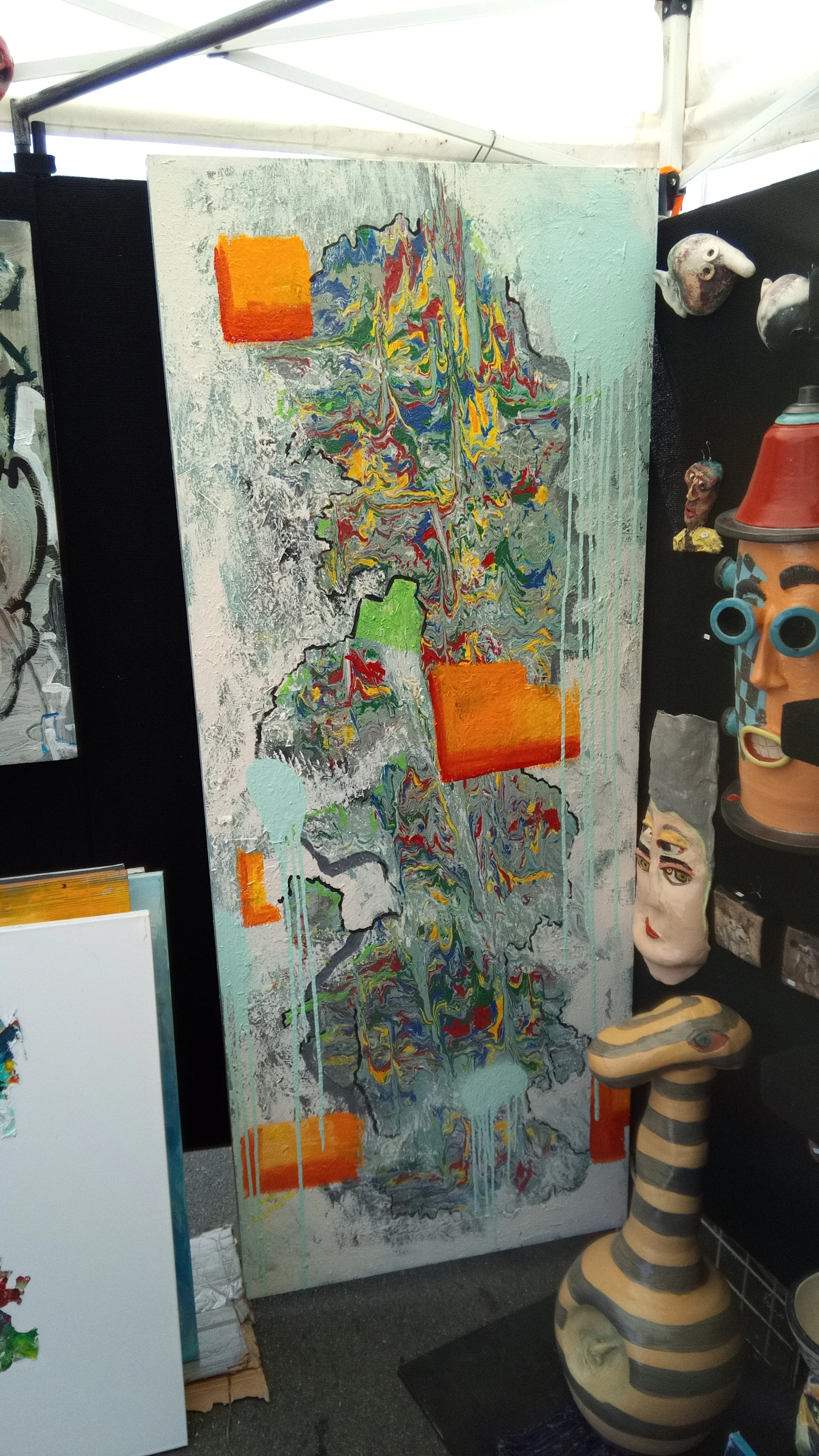 Orange is The New Jazz Acrylic and Latex on Wood 32x 79"