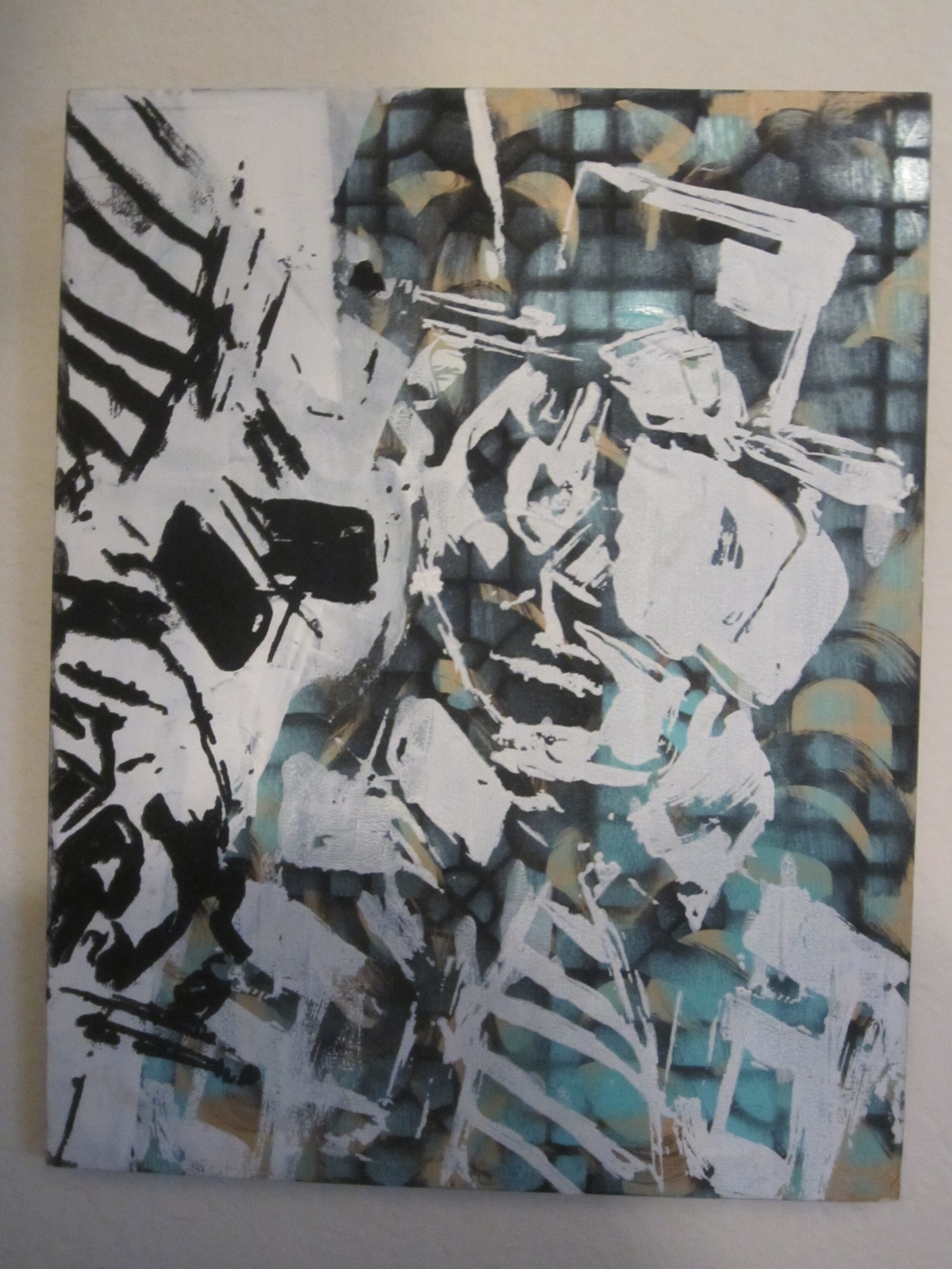 The Dude Is Now Acrylic and spray paint on Wood Panel 14"x 11"