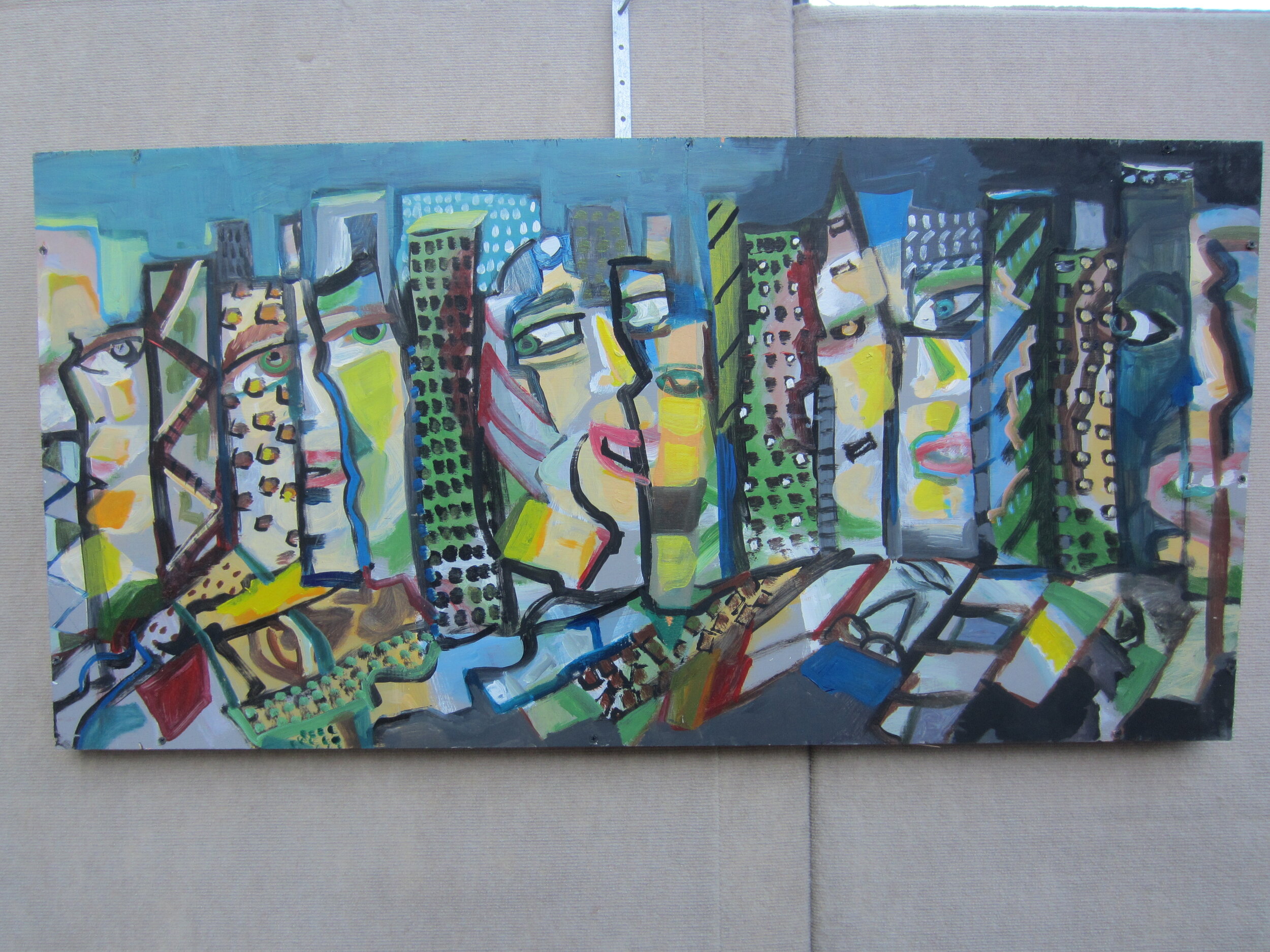 A Glance Through The City Acrylic on Wood 24"x 48"