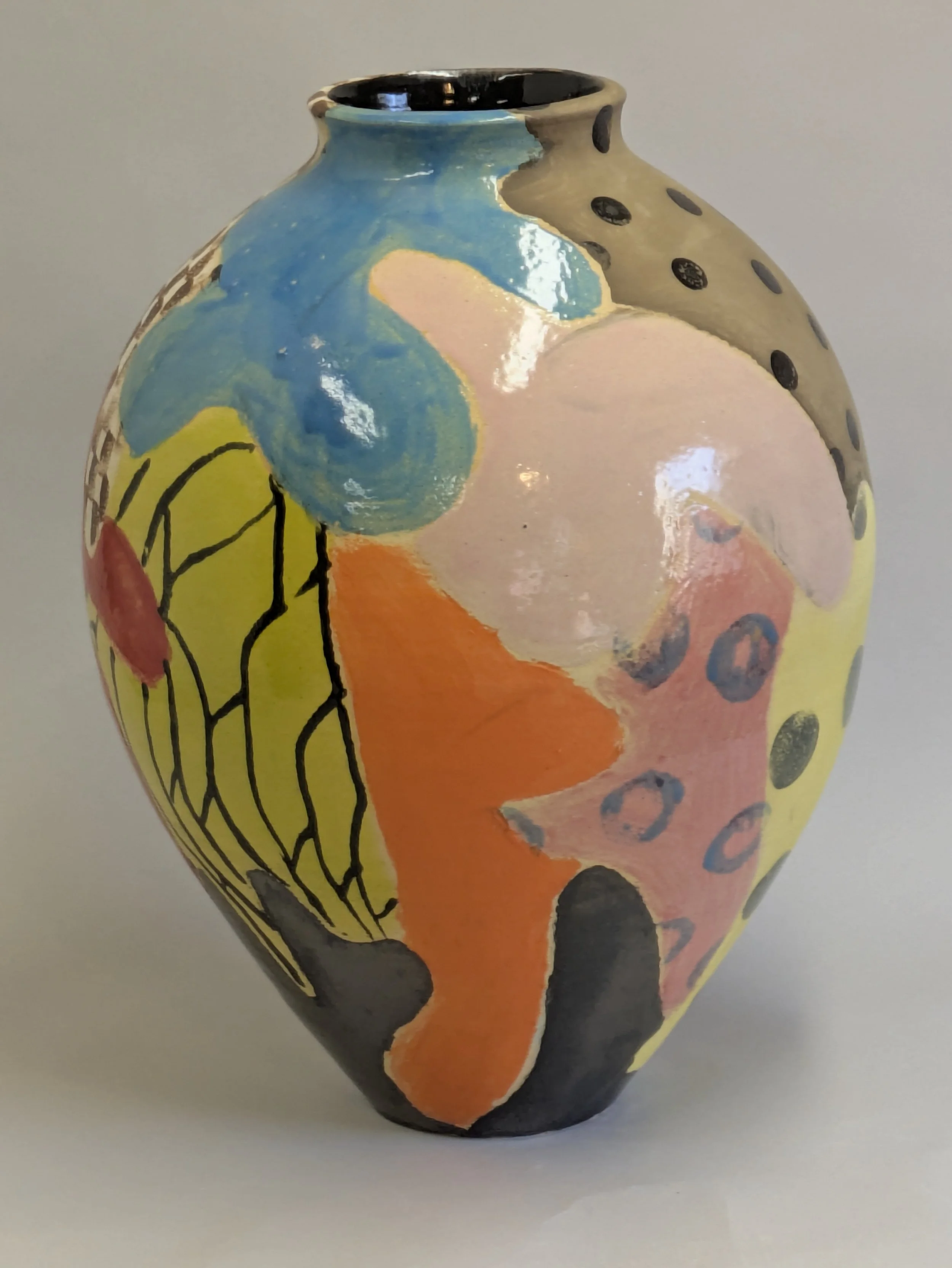 Drip Slip and Glaze Ceramic Pottery Vessel