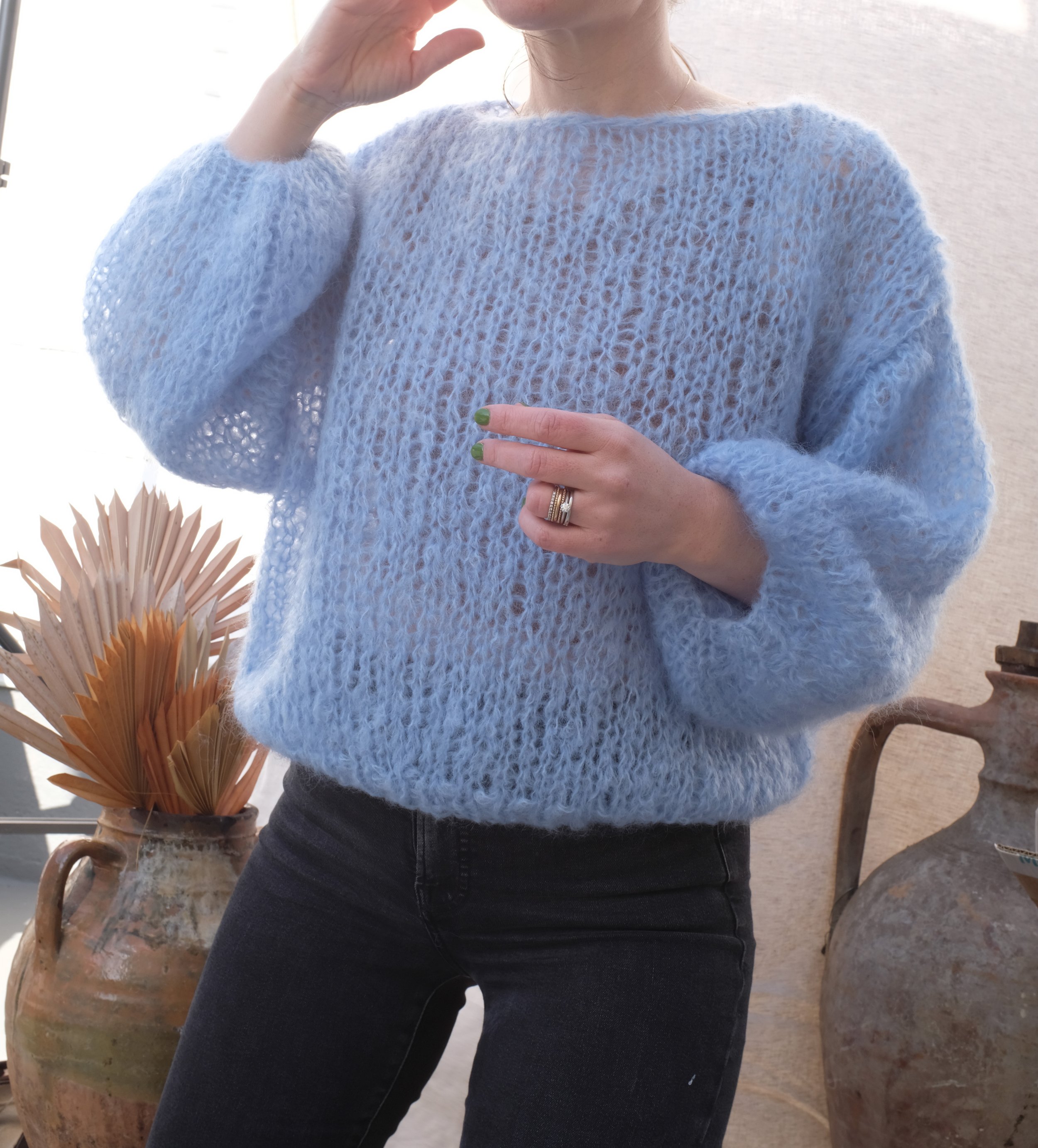 MAIAMI MOHAIR BIG SWEATER IN SOFT BLUE 