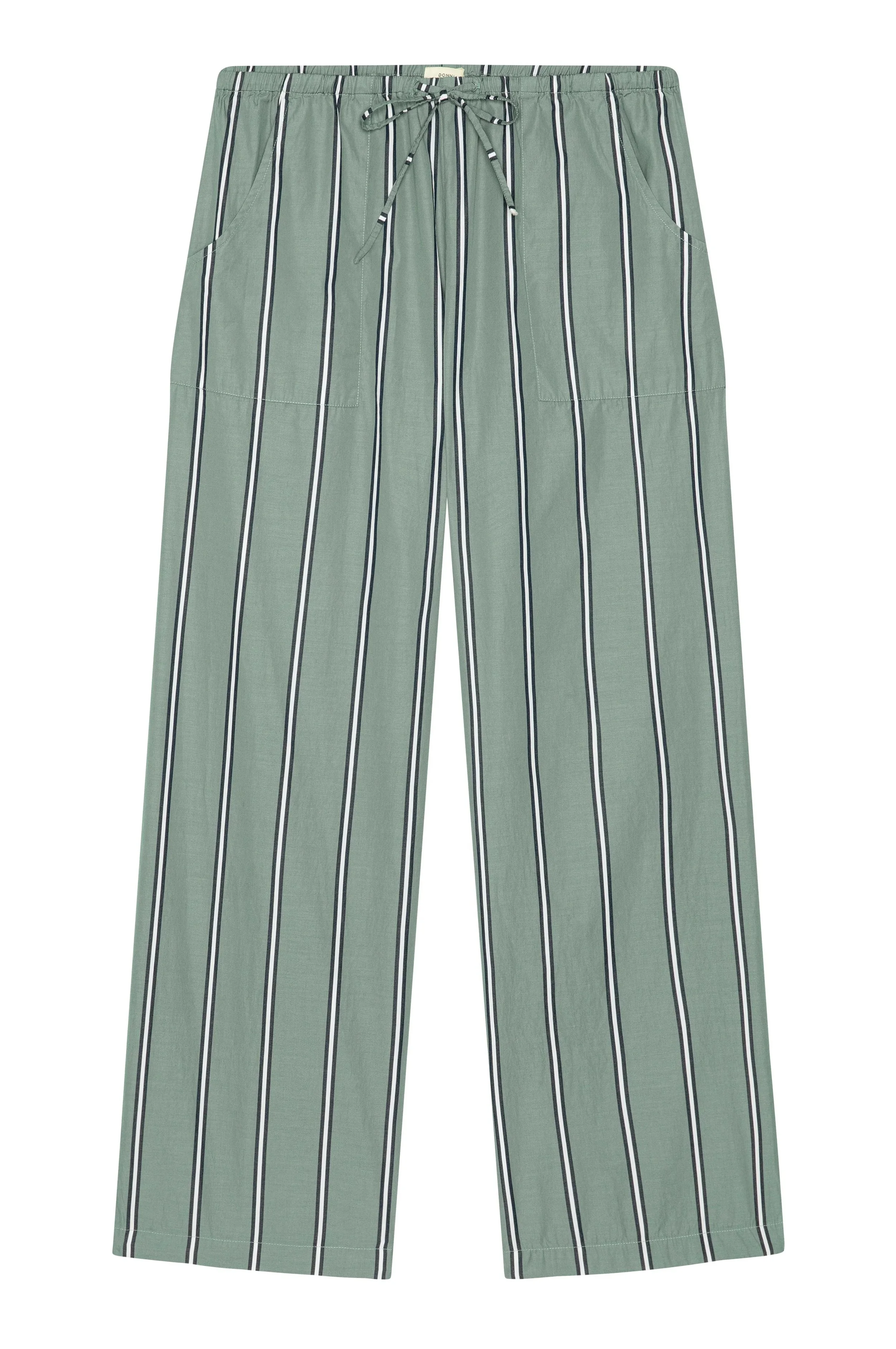 DONNI. The Pop Stripe Drawstring Pant in Sage-Stripe